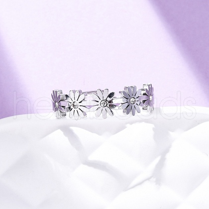 304 Stainless Steel with Rhinestone Adjustable Finger Rings RJEW-Q020-12P-1