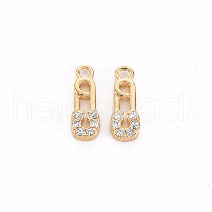 Brass Micro Pave Clear Cubic Zirconia Charms KK-S356-457-NF-1
