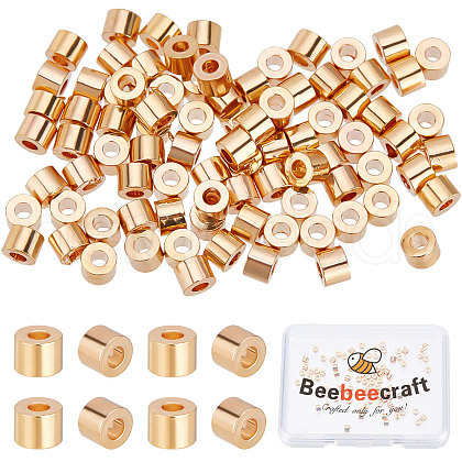 Beebeecraft 100Pcs Brass Spacer Beads KK-BBC0003-07-1