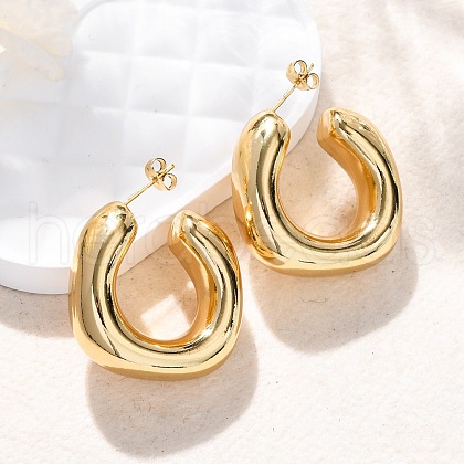 C-Shaped 304 Stainless Steel Stud Earrings EJEW-A125-24G-1