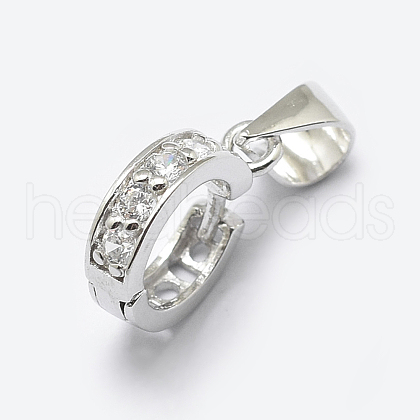 Anti-Tarnish Rhodium Plated 925 Sterling Silver Micro Pave Cubic Zirconia Pendant Bails STER-P034-37P-1