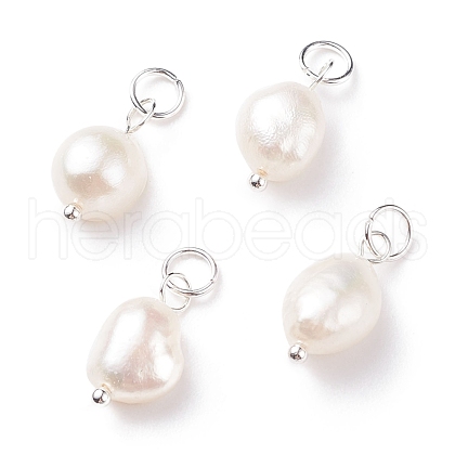 Grade B Natural Cultured Freshwater Pearl Charms PALLOY-JF01497-03-1