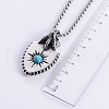 Trendy Stainless Steel Pave Synthetic Turquoise Eagle Claw Shield Pendant Necklaces for Men UJ0814-2