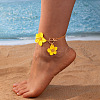 Spray Painted Alloy OT Flower Charm Anklets FS-WG37BC3-05-1