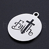 201 Stainless Steel Etched Charms STAS-N090-JN806-2