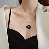Natural Black Onyx Clover Pendant Necklace JN1077B-5