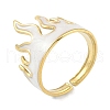 Ion Plating(IP) 304 Stainless Steel Enamel Flame Shape Cuff Finger Rings RJEW-L107-086G-01-1