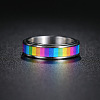 Rainbow Color Pride Flag Enamel Rectangle Rotating Ring RABO-PW0001-038D-3