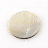 Flat Round Black Lip Shell Pendants SHEL-R009-32-3