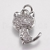 Brass Micro Pave Cubic Zirconia Kitten Charms ZIRC-E147-42P-1