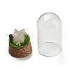 Natural Rose Quartz Polygon Display Decoration with Glass Dome Cloche Cover DJEW-B009-05F-2