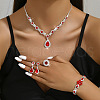 Fashionable Brass Rhinestone Bracelets & Earrings & Necklaces & Rings Sets FS-WG0E119-02-2
