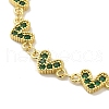 Rack Plating Brass Micro Pave Cubic Zirconia Heart Link Chain Bracelets for Women BJEW-P323-09G-04-2