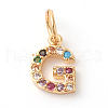 Brass Micro Pave Colorful Cubic Zirconia Charms ZIRC-F092-01-G-1
