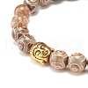 Natural DZi Agate Stretch Bracelet with Buddha Head BJEW-JB07706-5