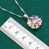 Flower Brass Pave Cubic Zirconia Pendant Necklaces & Earring & Ring & Link Bracelets Sets for Women FS-WG38B31-03-3