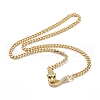 Cubic Zirconia Leopard Pendant Necklace with Brass Curb Chains for Women NJEW-G096-01G-05-1
