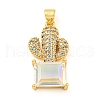 Rack Plating Brass Micro Pave Clear Cubic Zirconia Pendants ZIRC-L100-158G-2