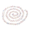 Faceted Cube Glass & ABS Plastic Imitation Pearl Beaded Chains CHS-G026-02KCG-02-1-3