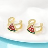 Brass Enamel Cuff Earrings EJEW-Q036-02B-G-1