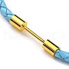 Brass Column Bar Link Bracelet with Leather Cords BJEW-G675-05G-03-2