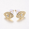 Brass Micro Pave Cubic Zirconia Ear Studs ZIRC-E132-04B-G-1