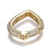 Brass Micro Pave Clear Cubic Zirconia Spring Gate Rings ZIRC-F120-009G-3