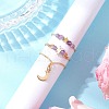 3Pcs Copper Wire Wrapped Natural Amethyst Faceted Round Bead Finger Rings for Women RJEW-JR00887-03-1