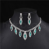 Horse Eye Rhinestone Pendant Necklaces & Stud Dangle Earrings Sets for Women WG365F8-04-1