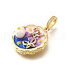 Brass Micro Pave Cubic Zirconia & Enamel Pendants KK-R222-15G-02-2