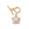 Golden Brass Micro Pave Clear Cubic Zirconia Toggle Clasps KK-B100-040G-2