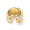 Brass Textured Open Cuff Rings for Women X-RJEW-D016-01G-3