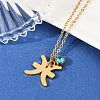 304 Stainless Steel Glass Drill Birth Stone Constellation Pendant Necklaces STAS-D305-08G-L-5