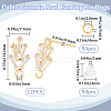 CREATCABIN 6 Pairs Leaf Shape Brass Cubic Zirconia Stud Earring Findings KK-CN0003-20G-2