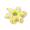 Handmade Polymer Clay and Snowflake Lampwork and Glass Round Pendants PALLOY-MZ00639-02-3