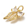 Rack Plating Brass Micro Pave Clear Cubic Zirconia Charms KK-G500-09G-2