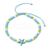 Synthetic Turquoise & Glass Seed Braided Bead Bracelets BJEW-JB11153-01-1