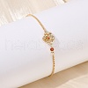Mother's Day Brass Micro Pave Cubic Zirconia Birthday Flower Link Bracelets BJEW-U031-01G-01-2