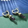 Natural Amethyst Hoop Earrings EJEW-P306-01G-10-2