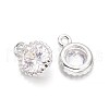 Flat Round Brass Cubic Zirconia Charms KK-L134-14P-1