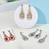 FIBLOOM 4 Pairs 4 Colors Rhinestone Teardrop Dangle Stud Earrings EJEW-FI0002-42-4