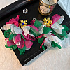 Handmade Flower Tassel Alloy Cloth Dangle Stud Earrings FS-WG221B7-01-1