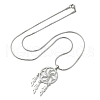 Bohemian 304 Stainless Steel Flower Woven Web/Net with Feather Pendant Necklaces NJEW-P327-07P-B-4