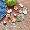 BENECREAT 62Pcs 7 Styles Christmas Theme Silicone Focal Beads with 50Pcs Plastic Knitting Stitch Marker Rings SIL-BC0001-07-4