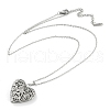 Anti-Tarnish 304 Stainless Steel Heart Locket Pendant Cable Chain Necklaces for Women NJEW-M050-04B-P-4