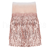 10 Yards Polyester Mesh Lace Ribbon with Sparkle PVC Paillette Tassel OCOR-WH0078-84B-1