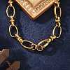 Ion Plating(IP) 304 Stainless Steel Bowknot & Oval Link Chain Bracelet for Women BJEW-G669-18G-2