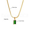 Staniless Steel Green Cubic Zirconia Rectangle Pendant Necklaces SM4893-5