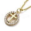 Brass Clear Cubic Zirconia Pendant Necklaces for Women NJEW-D305-03G-01-2