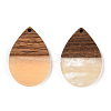 Transparent Resin & Walnut Wood Pendants RESI-N039-25E-3